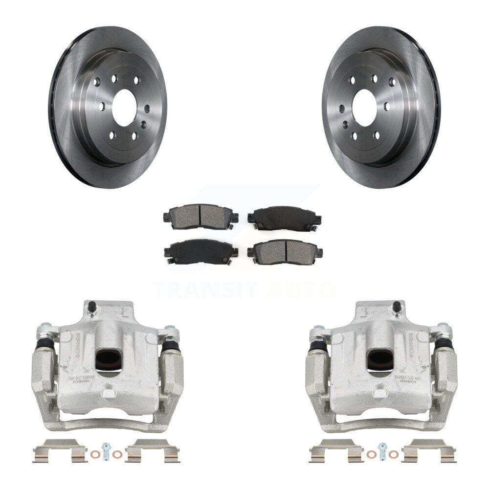 Rear Brake Caliper Rotors & Semi-Metallic Pad Kit For GMC Acadia Buick Enclave Chevrolet KC8-100442S
