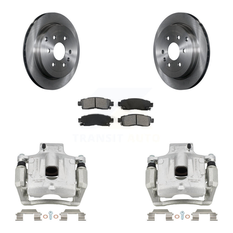 Rear Brake Caliper Rotors & Semi-Metallic Pad Kit For GMC Acadia Buick Enclave Chevrolet KC8-100442S