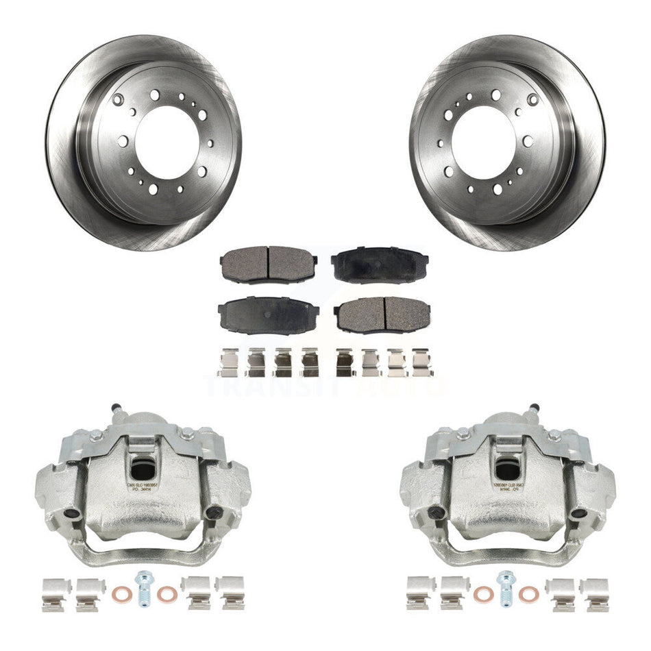 Rear Disc Brake Caliper Rotors And Semi-Metallic Pads Kit For Lexus LX570 Toyota Land Cruiser KC8-100443P