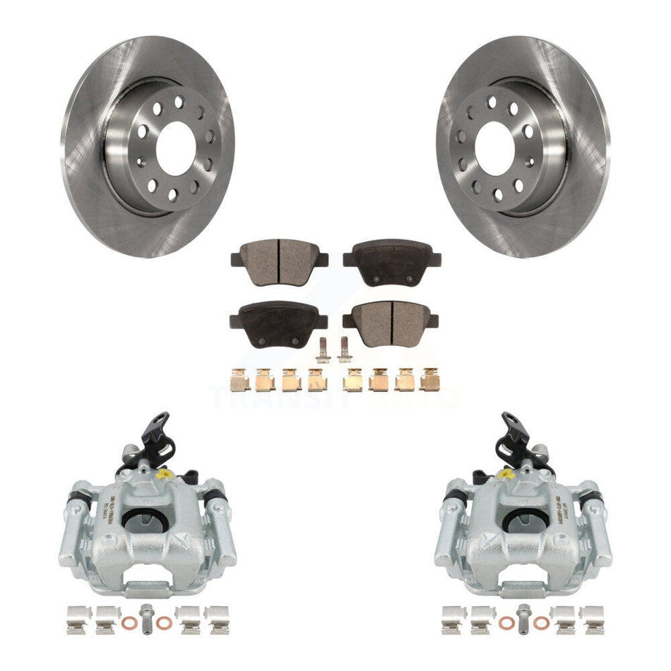 Rear Disc Brake Caliper Rotors And Semi-Metallic Pads Kit For Volkswagen Jetta Passat Golf GTI Beetle Eos Audi A3 Quattro KC8-100446P by Transit Auto