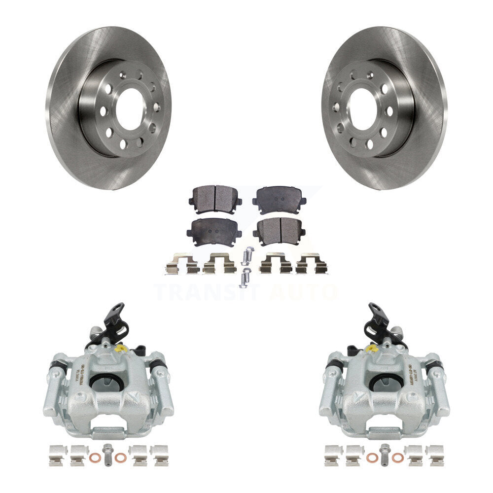 Rear Disc Brake Caliper Rotors And Semi-Metallic Pads Kit For 2010-2013 Audi A3 Quattro With 256mm Diameter Rotor KC8-100447P by Transit Auto