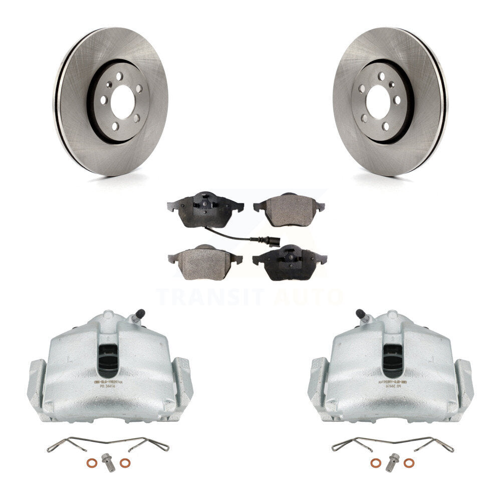 Front Disc Brake Caliper Rotors And Ceramic Pads Kit For 2006 Volkswagen Jetta 2.0L With 288mm Diameter Rotor 7th 8th Digit Of VIN Is "9M" Or "1J" KC8-100450T by Transit Auto