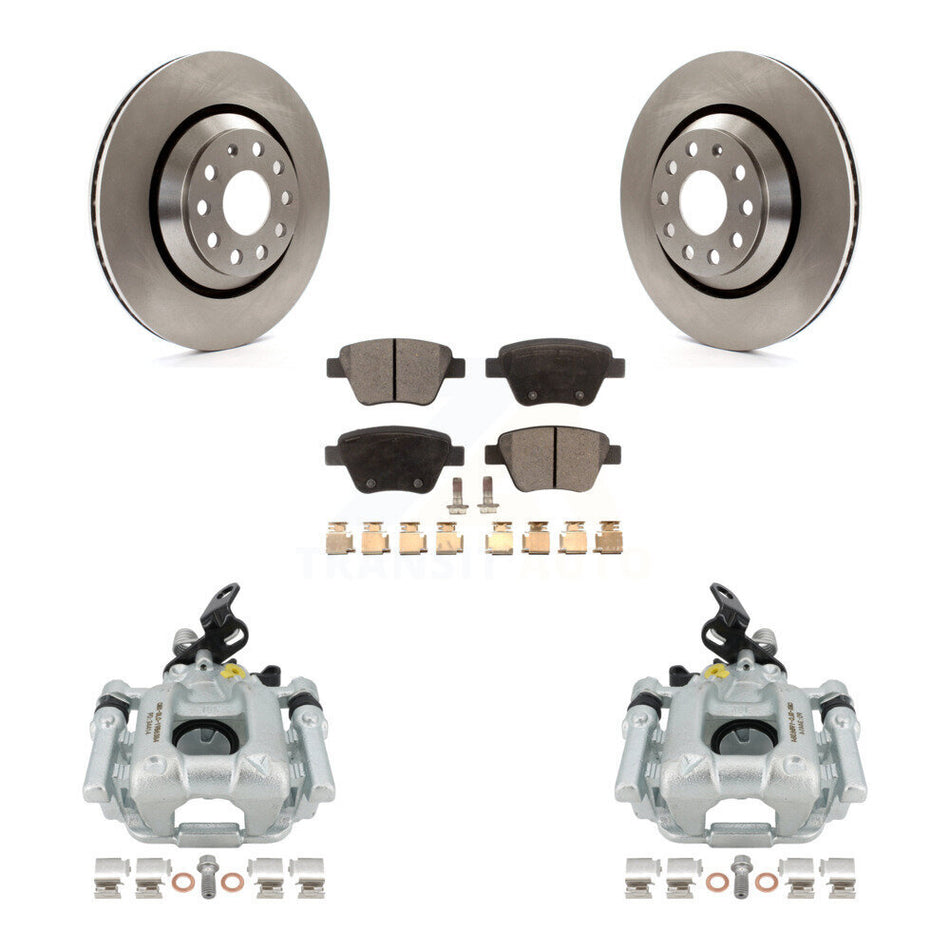 Rear Disc Brake Caliper Rotors And Semi-Metallic Pads Kit For 2013 Volkswagen GTI With 310mm Diameter Rotor KC8-100453P by Transit Auto