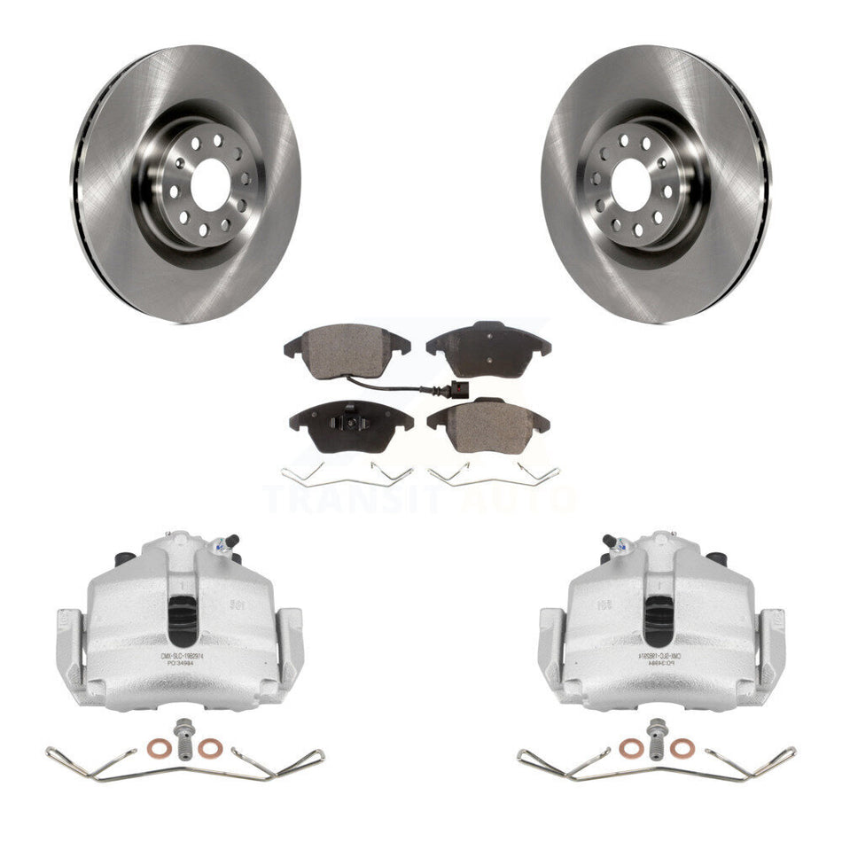 Front Disc Brake Caliper Rotors And Ceramic Pads Kit For 2010 Volkswagen Golf With 345mm Diameter Rotor KC8-100455T