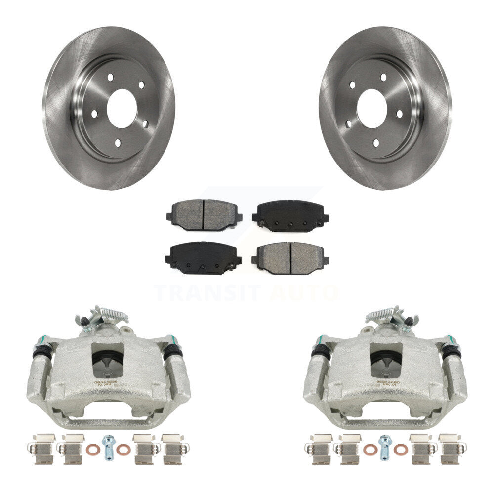 Rear Disc Brake Caliper Rotors And Semi-Metallic Pads Kit For 2017-2018 Dodge Grand Caravan With Single Piston Front KC8-100456S by Transit Auto