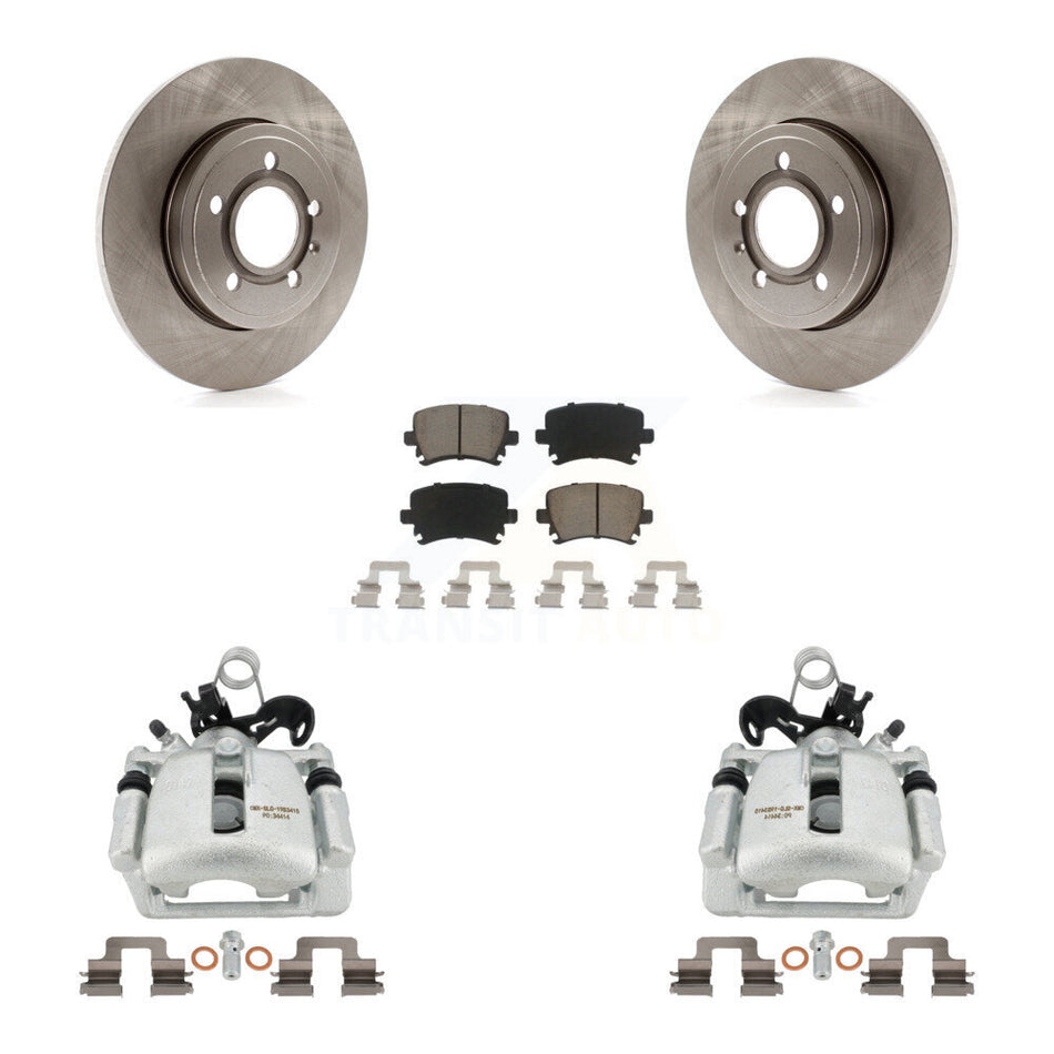 Rear Disc Brake Caliper Rotors And Ceramic Pads Kit For Audi A4 Quattro KC8-100458C by Transit Auto