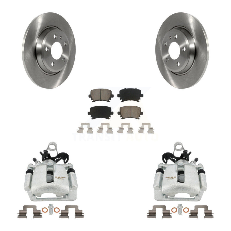 Rear Disc Brake Caliper Rotors And Ceramic Pads Kit For 2009 Audi A4 Quattro Convertible With 300mm Diameter Rotor KC8-100461C
