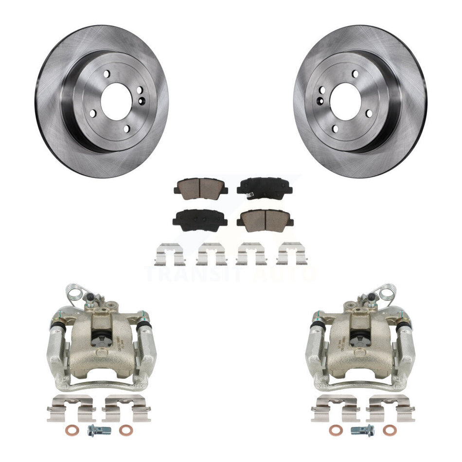 Rear Disc Brake Caliper Rotors And Ceramic Pads Kit For 2012-2017 Kia Rio KC8-100464C
