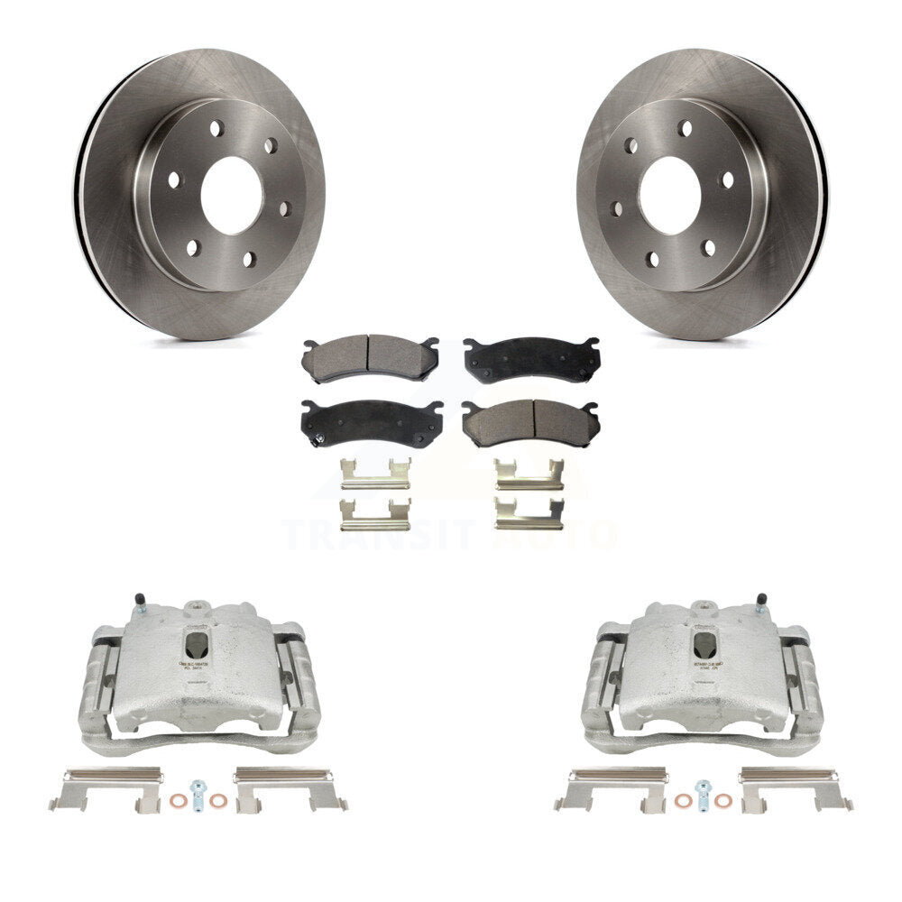 Front Brake Caliper Rotor Ceramic Pad Kit For Chevrolet Silverado 1500 GMC Tahoe Sierra Suburban Yukon Avalanche XL Cadillac Classic Escalade Express Astro ESV EXT Savana 2500 KC8-100465T by Transit Auto