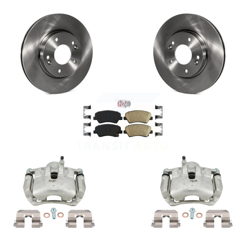 Front Brake Caliper Rotor Ceramic Pad Kit For Hyundai Elantra GT Kia Forte Veloster Koup KC8-100466N