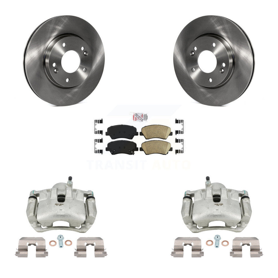 Front Brake Caliper Rotor Ceramic Pad Kit For Hyundai Elantra GT Kia Forte Veloster Koup KC8-100466N