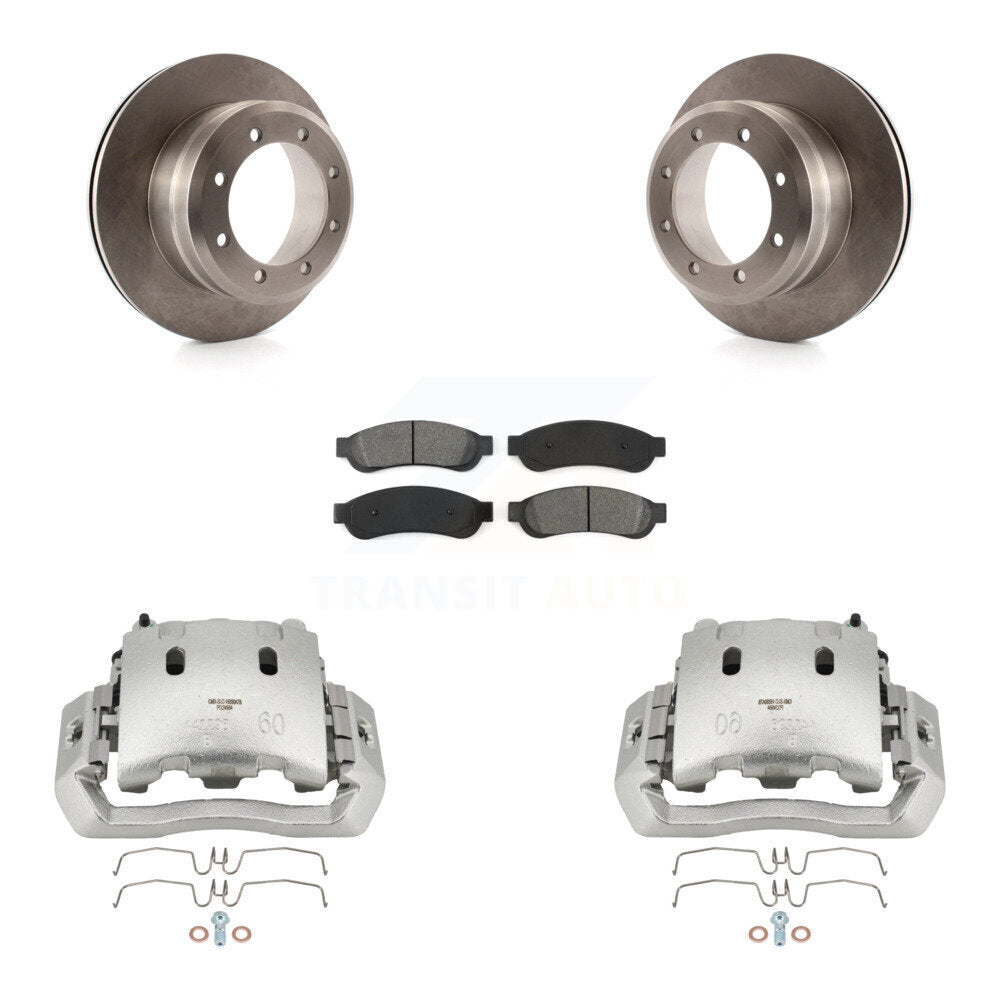Rear Disc Brake Caliper Rotors And Semi-Metallic Pads Kit For Ford F-450 Super Duty KC8-100471S