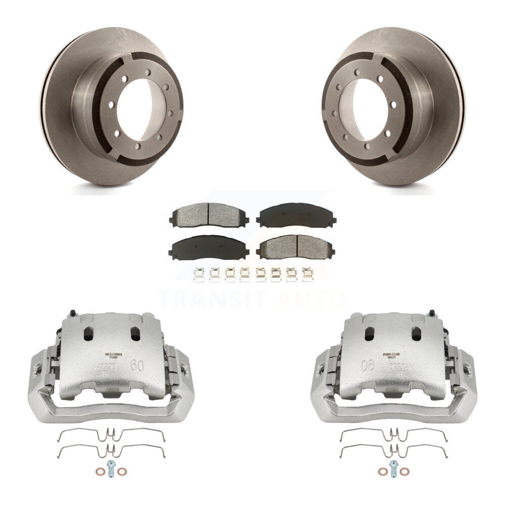 Rear Disc Brake Caliper Rotors And Semi-Metallic Pads Kit For Ford F-450 Super Duty KC8-100473S