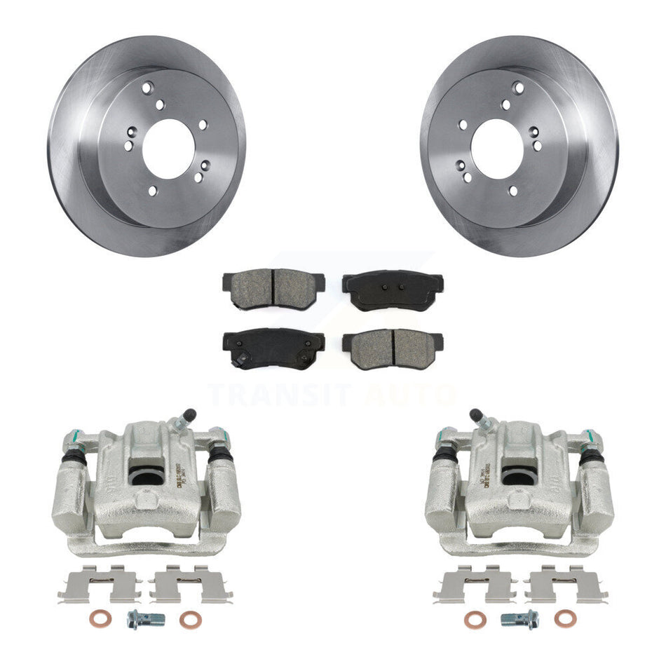 Rear Disc Brake Caliper Rotors And Semi-Metallic Pads Kit For 2001-2006 Hyundai Santa Fe KC8-100477S