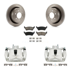 Rear Disc Brake Caliper Rotors And Ceramic Pads Kit For Ford F-150 KC8-100484C