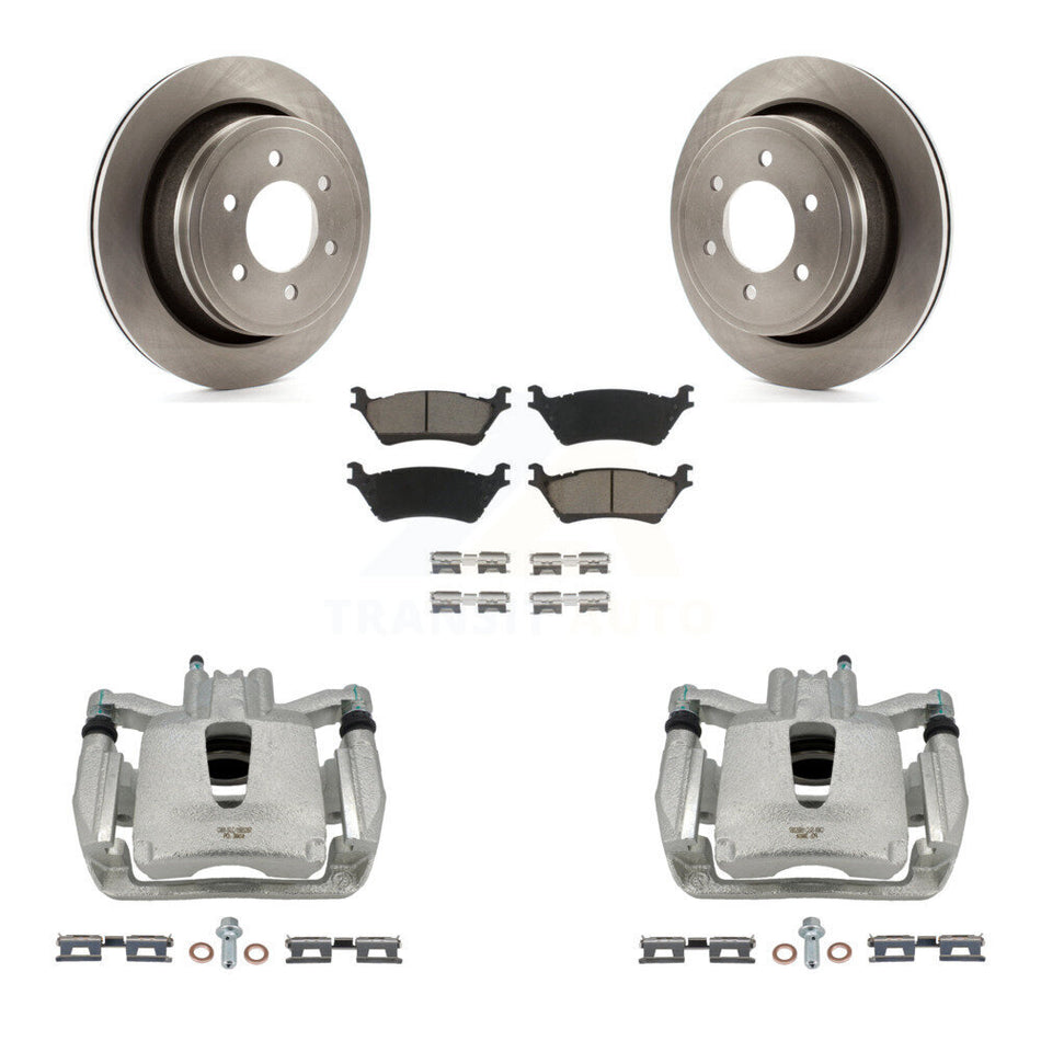 Rear Disc Brake Caliper Rotors And Ceramic Pads Kit For Ford F-150 KC8-100484C