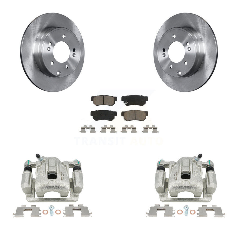 Rear Disc Brake Caliper Rotors And Ceramic Pads Kit For 2006 Hyundai Sonata 3.3L To 03 06 KC8-100485C by Transit Auto