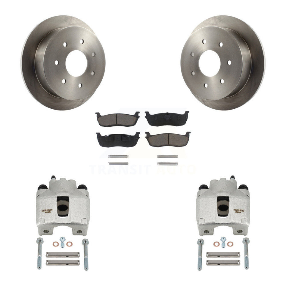 Rear Disc Brake Caliper Rotors And Ceramic Pads Kit For Ford F-250 HD KC8-100490C