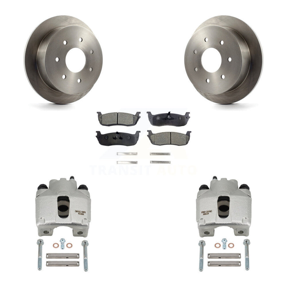 Rear Disc Brake Caliper Rotors And Semi-Metallic Pads Kit For Ford F-250 HD KC8-100490P