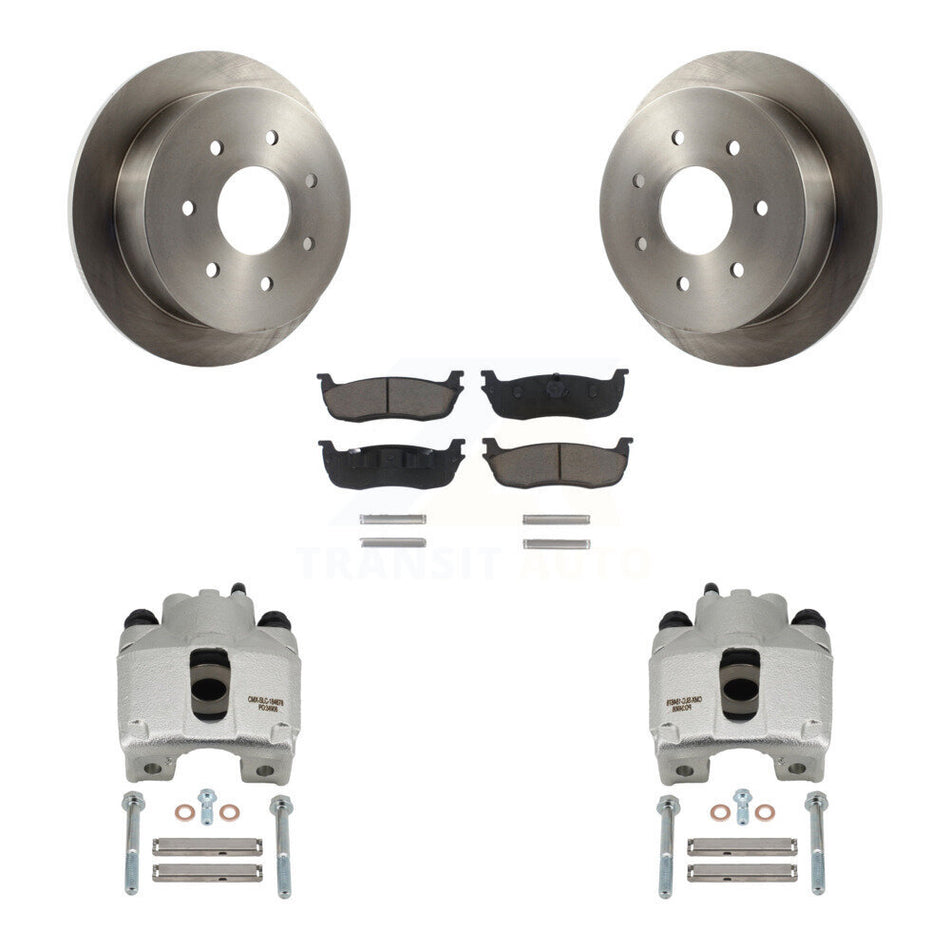 Rear Disc Brake Caliper Rotors And Ceramic Pads Kit For Ford F-250 HD KC8-100491C