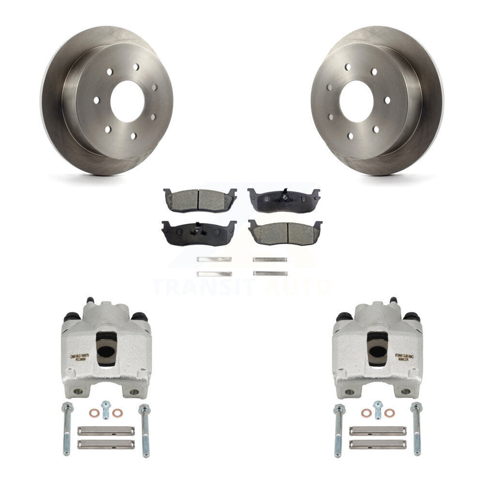 Rear Disc Brake Caliper Rotors And Semi-Metallic Pads Kit For Ford F-250 HD KC8-100491P
