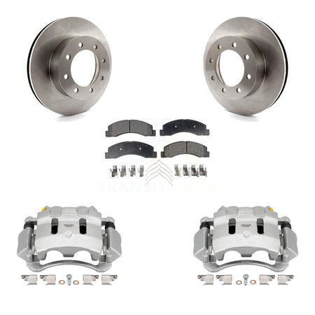 Front Disc Brake Caliper Rotors And Ceramic Pads Kit For Ford F-350 Super Duty F-250 KC8-100493T