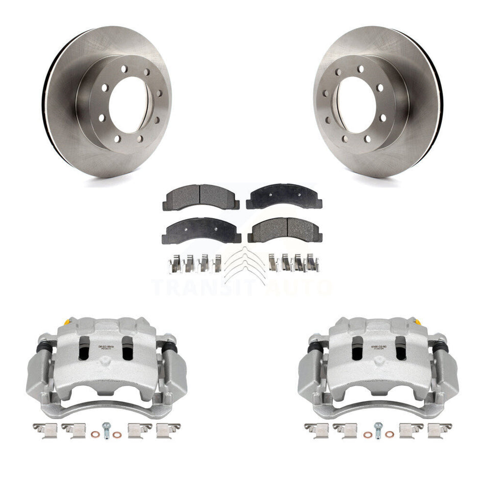 Front Disc Brake Caliper Rotors And Ceramic Pads Kit For Ford F-350 Super Duty F-250 KC8-100493T