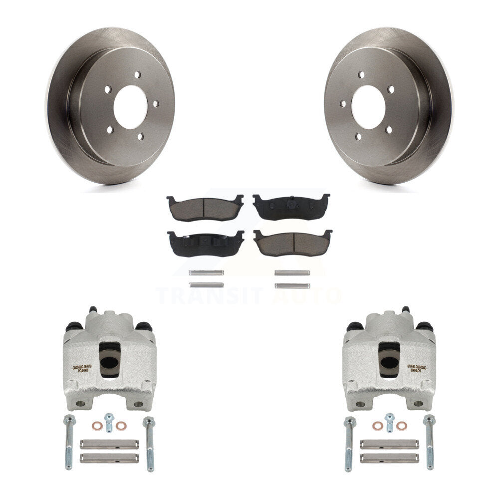 Rear Disc Brake Caliper Rotors And Ceramic Pads Kit For 1997-1998 Ford F-150 Expedition KC8-100494C
