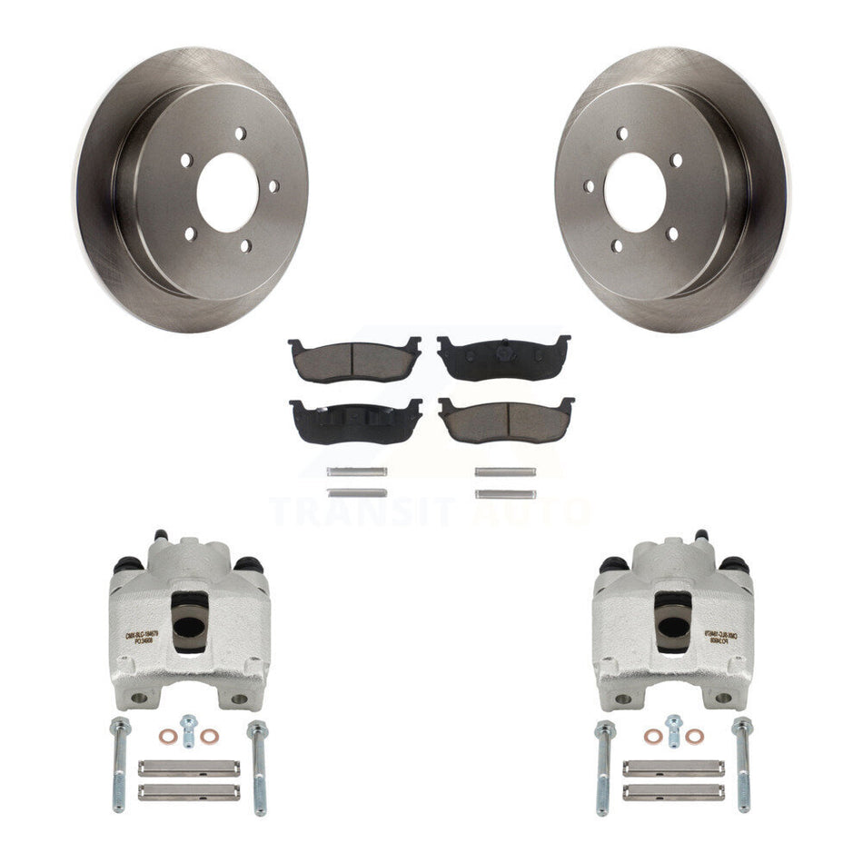 Rear Disc Brake Caliper Rotors And Ceramic Pads Kit For 1997-1998 Ford F-150 Expedition KC8-100494C