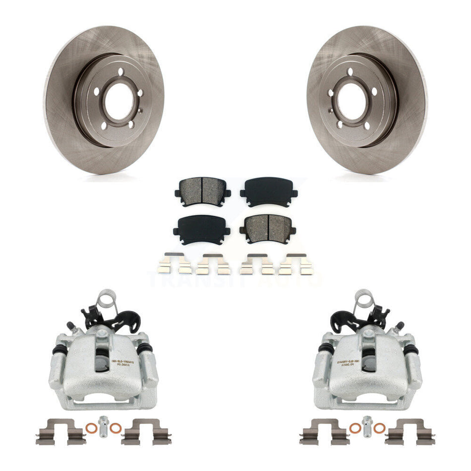 Rear Disc Brake Caliper Rotors And Semi-Metallic Pads Kit For Audi A4 Quattro KC8-100494S by Transit Auto