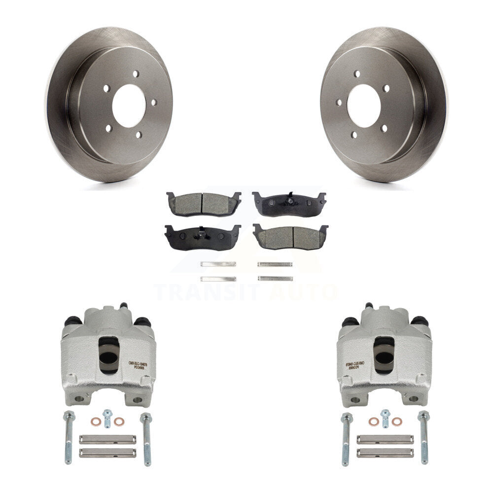 Rear Disc Brake Caliper Rotors Semi-Metallic Pad Kit For 1997-1998 Ford F-150 Expedition KC8-100495P