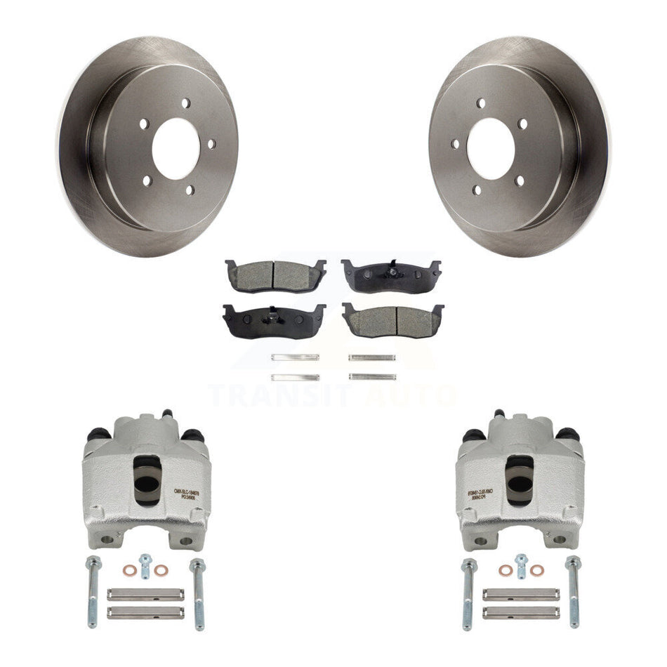 Rear Disc Brake Caliper Rotors Semi-Metallic Pad Kit For 1997-1998 Ford F-150 Expedition KC8-100495P