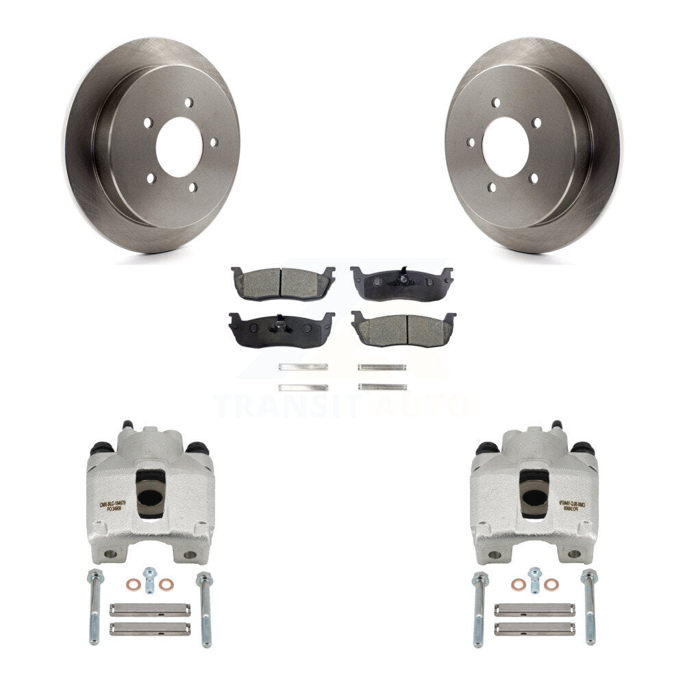 Rear Disc Brake Caliper Rotors Semi-Metallic Pad Kit For 1997-1998 Ford F-150 Expedition KC8-100496P