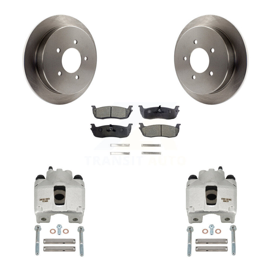 Rear Disc Brake Caliper Rotors Semi-Metallic Pad Kit For 1997-1998 Ford F-150 Expedition KC8-100496P
