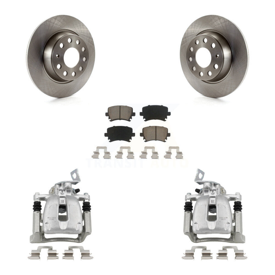 Rear Disc Brake Caliper Rotors And Ceramic Pads Kit For 2008 Volkswagen Passat 2.0L KC8-100502C