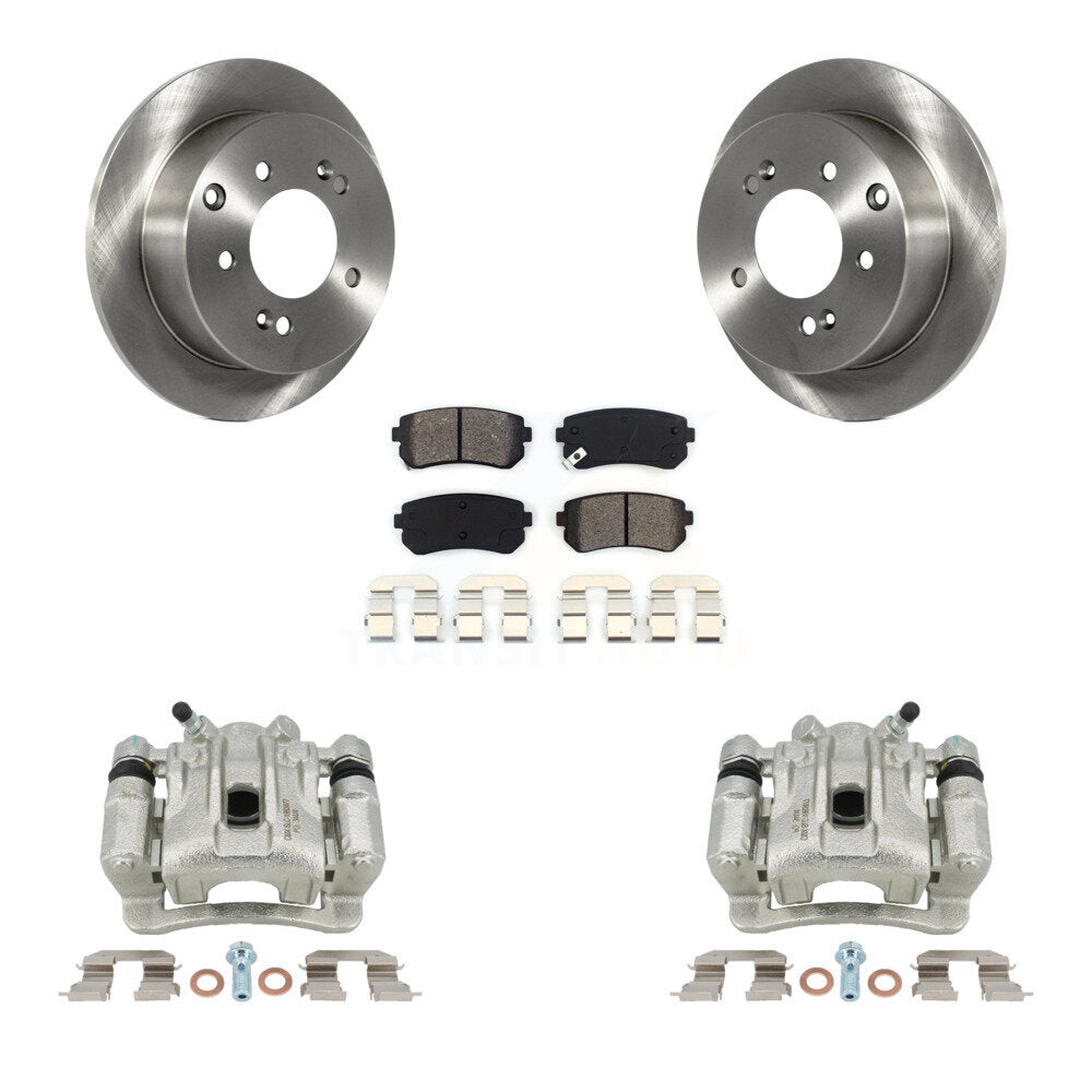 Rear Disc Brake Caliper Rotors And Semi-Metallic Pads Kit For Kia Forte Koup Forte5 KC8-100502S by Transit Auto