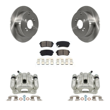 Rear Disc Brake Caliper Rotors And Semi-Metallic Pads Kit For 2006-2007 Hyundai Accent Kia Rio Rio5 KC8-100503S by Transit Auto