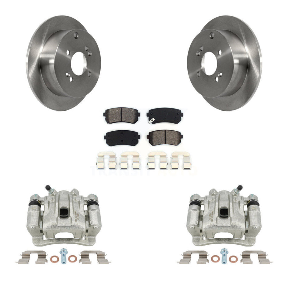 Rear Disc Brake Caliper Rotors And Semi-Metallic Pads Kit For 2006-2007 Hyundai Accent Kia Rio Rio5 KC8-100503S by Transit Auto