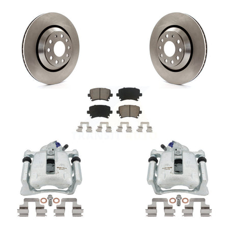 Rear Disc Brake Caliper Rotors And Ceramic Pads Kit For Volkswagen CC Passat KC8-100505C by Transit Auto