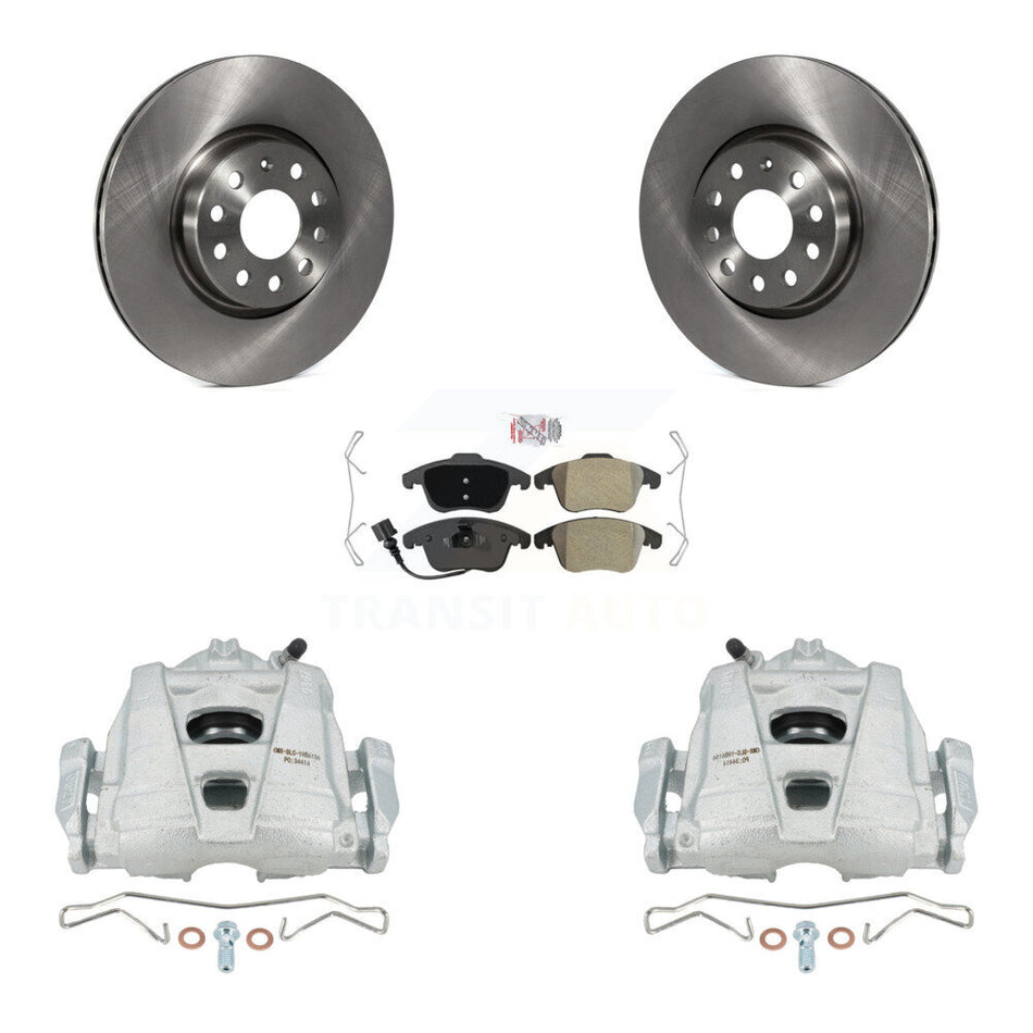 Front Disc Brake Caliper Rotors And Semi-Metallic Pads Kit For Volkswagen Passat Tiguan Audi Q3 Quattro Limited KC8-100506N by Transit Auto