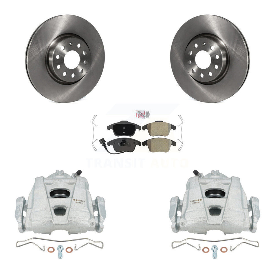 Front Disc Brake Caliper Rotors And Semi-Metallic Pads Kit For Volkswagen Passat Tiguan Audi Q3 Quattro Limited KC8-100506N
