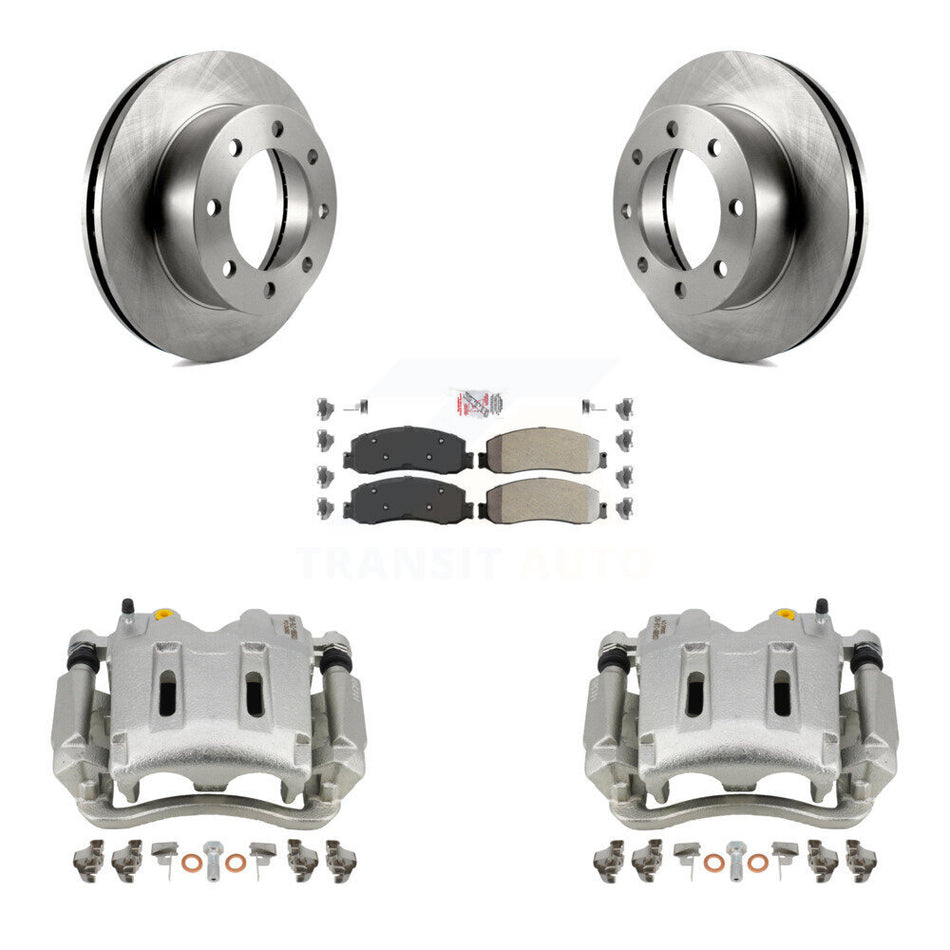 Front Disc Brake Caliper Rotors And Semi-Metallic Pads Kit For Ford F-350 Super Duty F-250 4WD KC8-100507N