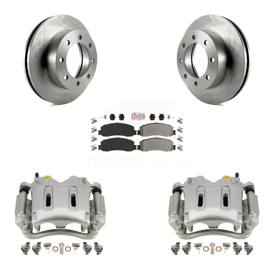 Front Disc Brake Caliper Rotors And Semi-Metallic Pads Kit For Ford F-250 Super Duty F-350 With Single Rear Wheels 4WD KC8-100509N