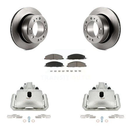 Rear Disc Brake Caliper Rotors And Ceramic Pads Kit For 2012 Ram 1500 With 8 Lug Wheels KC8-100510C