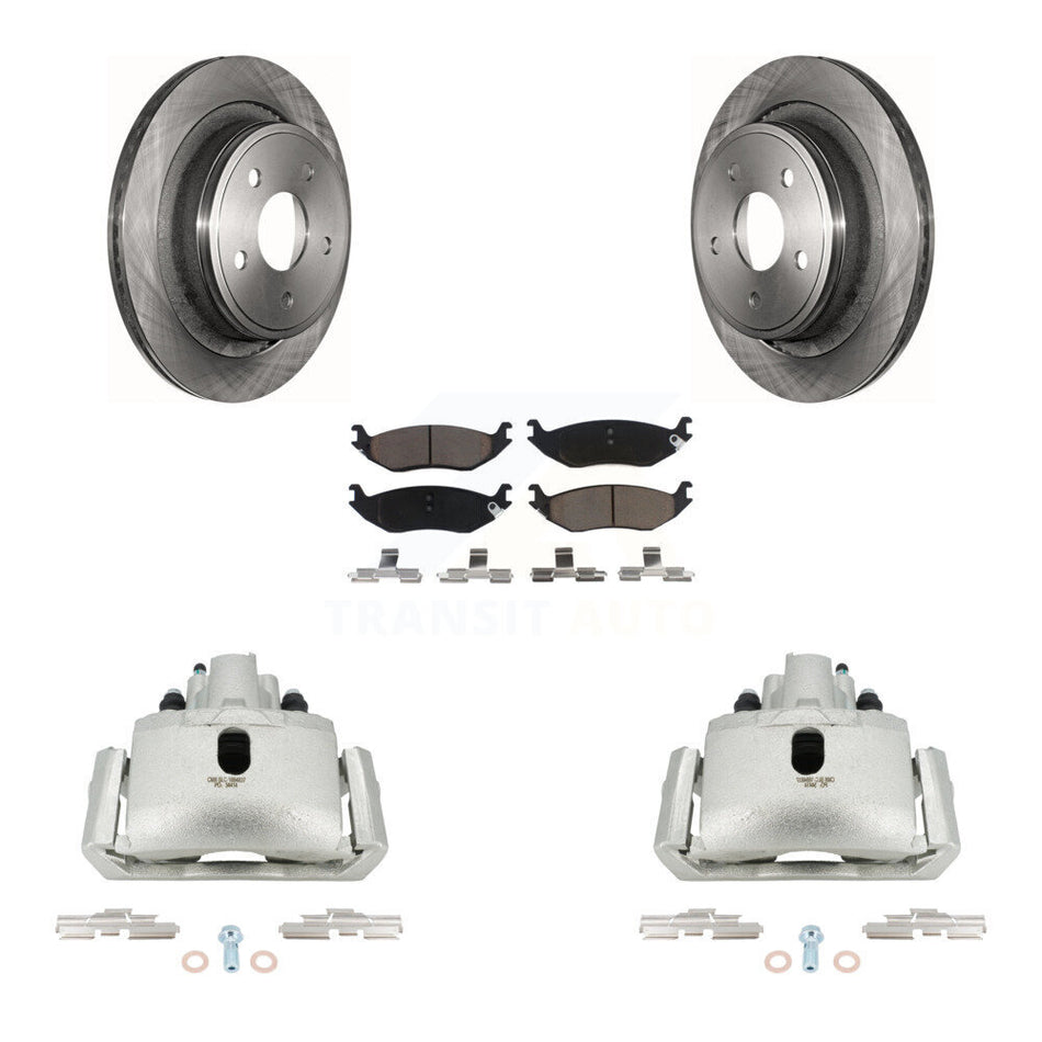 Rear Disc Brake Caliper Rotors And Ceramic Pads Kit For Dodge Ram 1500 KC8-100511C