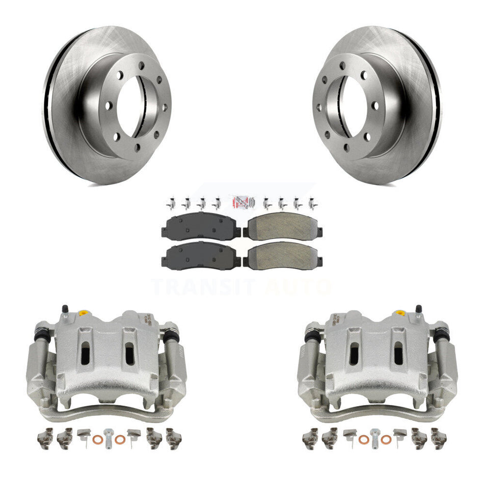 Front Disc Brake Caliper Rotors And Semi-Metallic Pads Kit For Ford F-250 Super Duty F-350 KC8-100511N