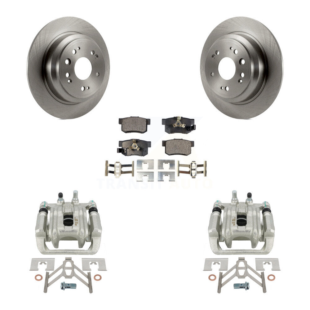 Rear Disc Brake Caliper Rotors And Semi-Metallic Pads Kit For 2010-2011 Honda Accord Crosstour KC8-100520P by Transit Auto