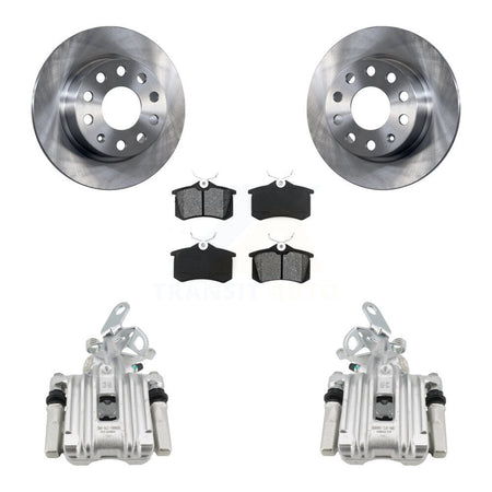 Rear Disc Brake Caliper Rotors Semi-Metallic Pad Kit For Volkswagen Jetta Beetle Audi A3 KC8-100520S