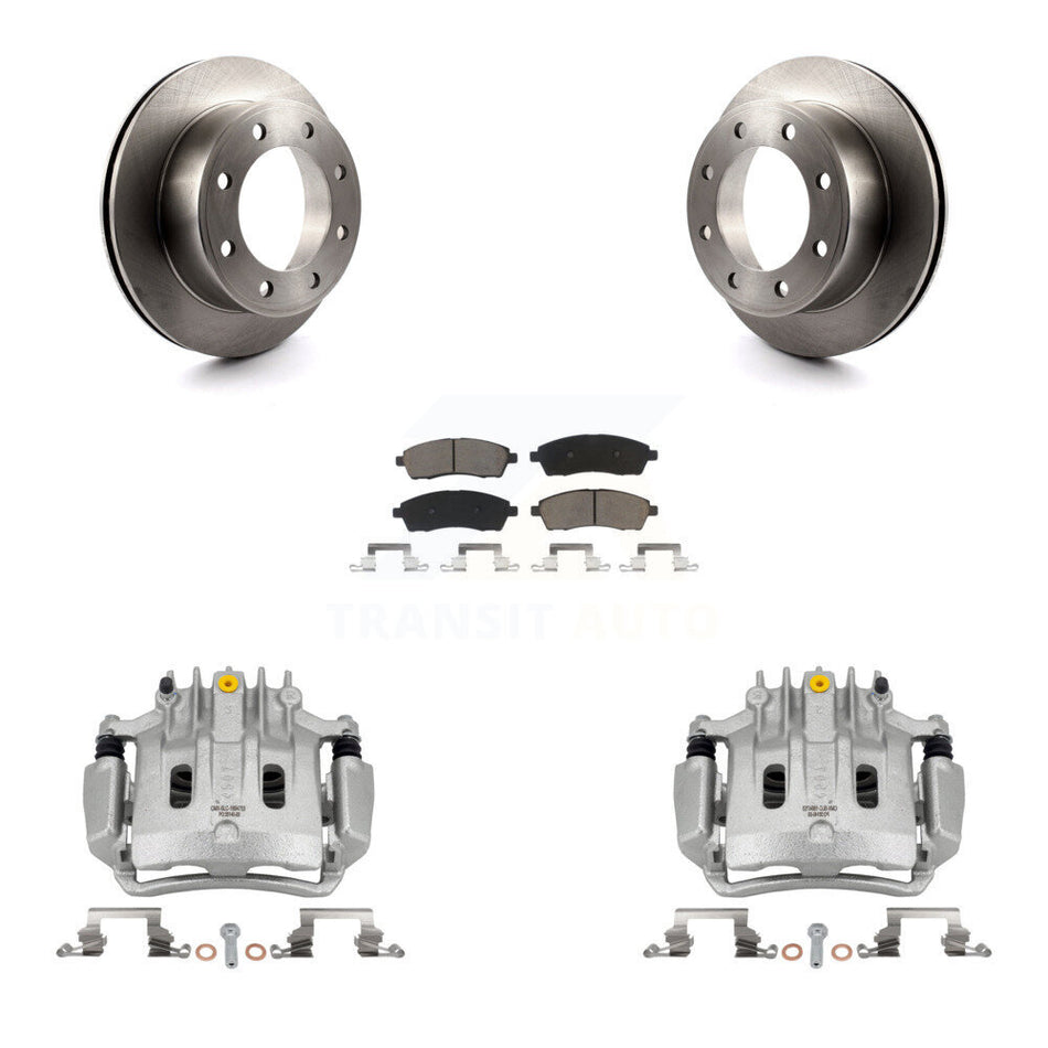 Rear Disc Brake Caliper Rotors Ceramic Pad Kit For Ford F-350 Super Duty F-250 Excursion KC8-100524C