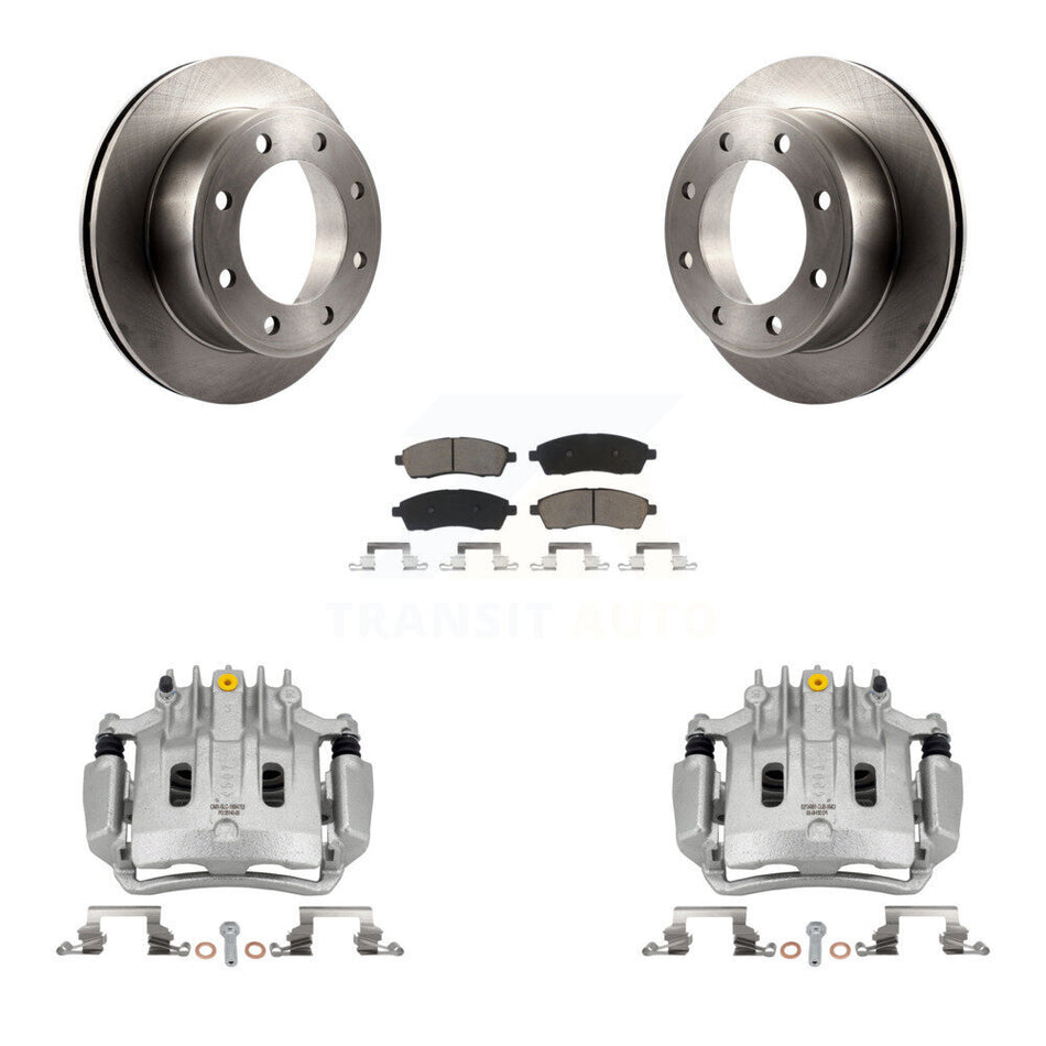 Rear Disc Brake Caliper Rotors Ceramic Pad Kit For Ford F-350 Super Duty F-250 Excursion KC8-100524C